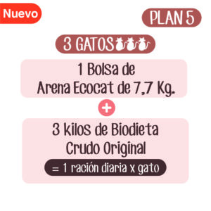 Alternative view of Plan Crudo Original 5: Arena Ecocat 7,7 Kg.+ 3 Biodieta crudo original 1000 g. aprox.