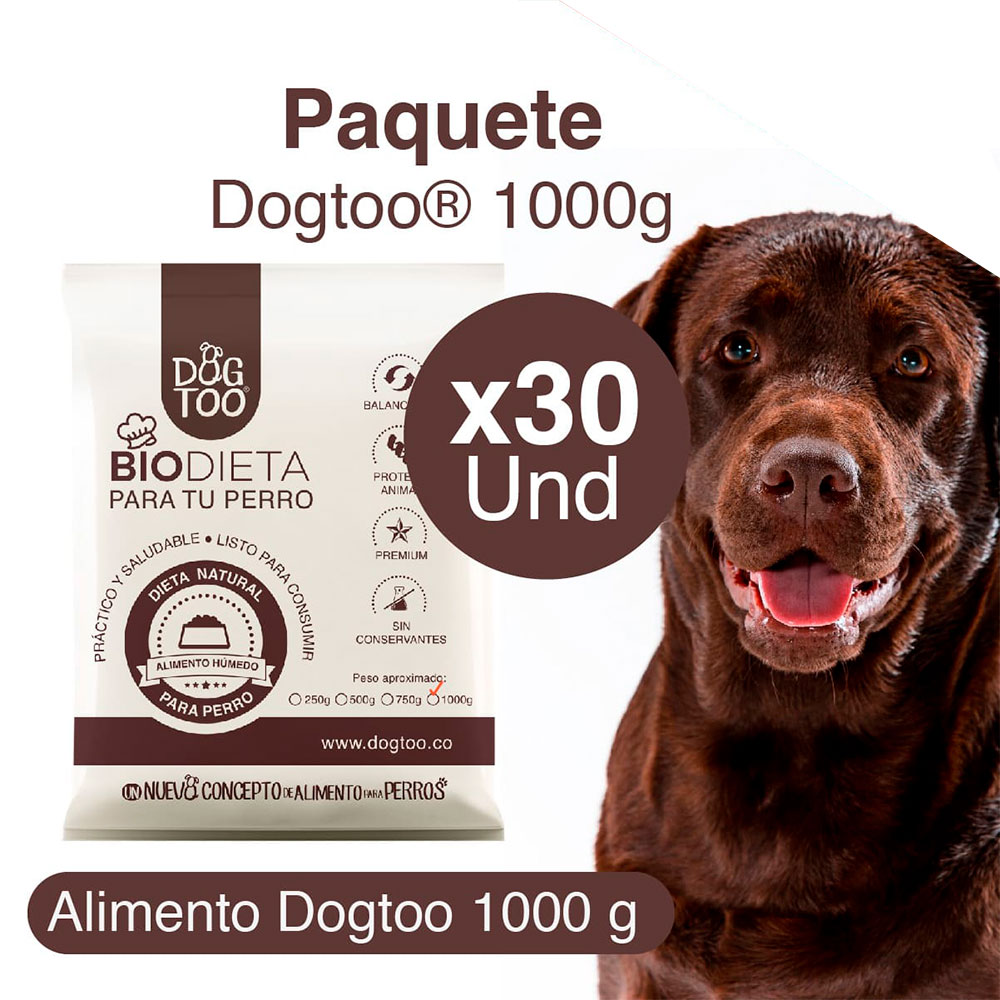 Paquete Biodieta Dogtoo 1000 g. x 30 unidades